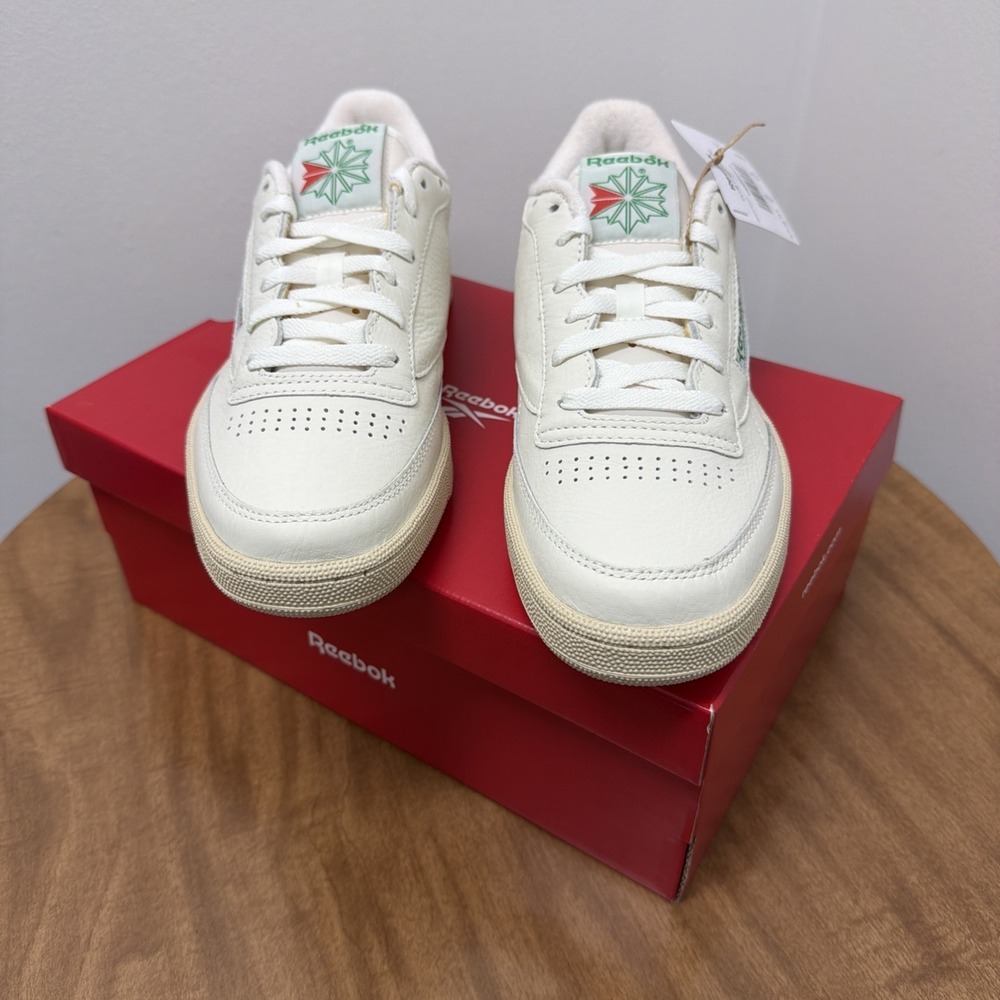 Men Reebok Club C 85 Vintage Shoes Sneakers Chalk White Green Size 9 100000317 - Picture 2 of 11